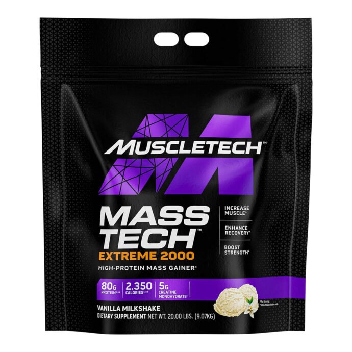 MUSCLETECH MASS TECH EXTREME 2000 20LBS VANILLA MILKSHAKE FLAVOUR